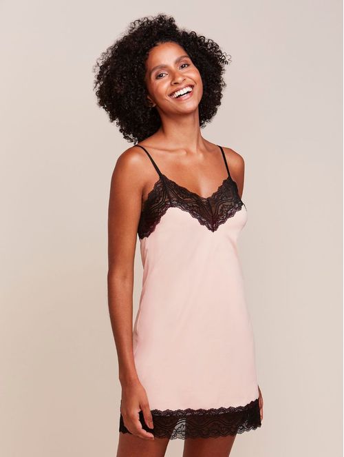 CAMISOLA DE TIRANTES FINOS EN ENCAJE Y MICROFIBRA LOVE STORIES | Color Beige