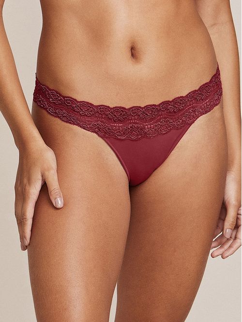 CALZÓN BIKINI CON ACABADO INVISIBLE EN MICROFIBRA Y CINTURA DE ENCAJE