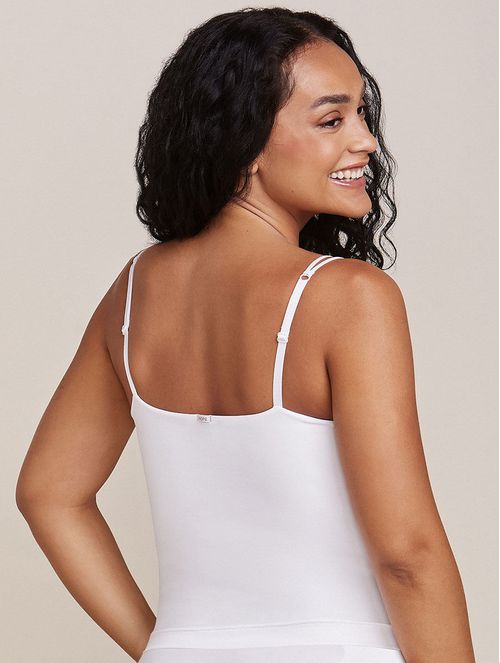 CAMISETA DE TIRANTES FINOS CON COPA REMOVIBLE EN MICROFIBRA | Color Blanco